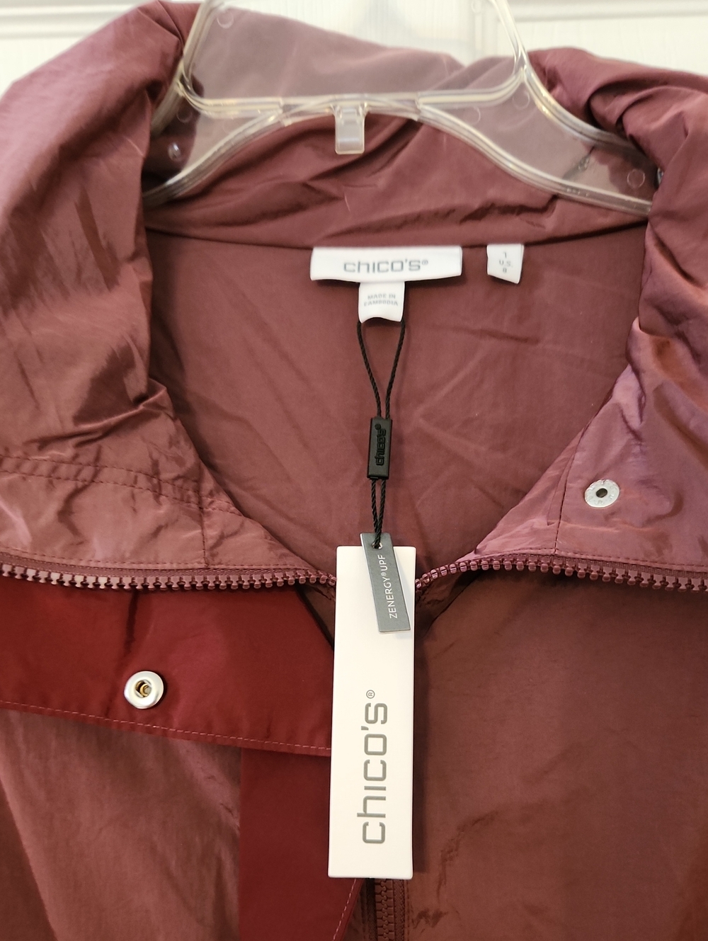 Zenergy Contrast Anorak Hooded Jacket Coat in Rosewood Size M